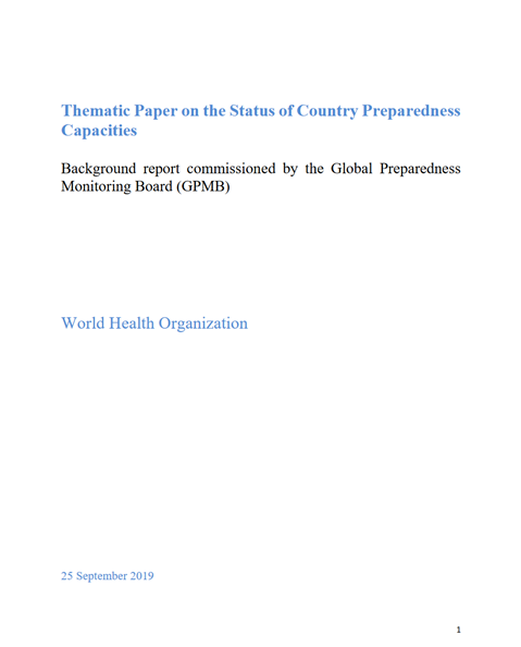Thematic paper on the status of country preparedness capacities