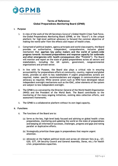 GPMB Terms of Reference